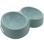 8566 Çiftli Kedi/Köpek Mama Kabı Su Yeşili - 1