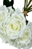 Nettenevime Yapay Çiçek Beyaz Gül 10lu Demet Gelin Çiçeği Buketi Masa Üstü Vazo Çiçeği 25cm thumbnail 5