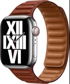 Apple Watch 41 mm Toprak Kırmızısı Baklalı Model Deri Kayış - M/L - Teşhir - 1