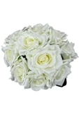 Nettenevime Yapay Çiçek Beyaz Gül 10lu Demet Gelin Çiçeği Buketi Masa Üstü Vazo Çiçeği 25cm thumbnail 3