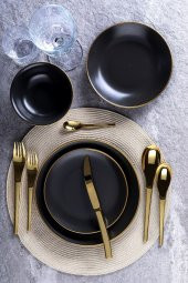 Aryıldız Saten Black Gold 24 Parça Yemek Takımı - 2