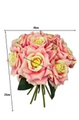 Nettenevime Yapay Çiçek Pembe Koyu Gül 10lu Demet Gelin Çiçeği Buketi Masa Üstü Vazo Çiçeği 25cm thumbnail 2
