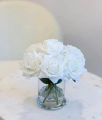 Nettenevime Yapay Çiçek Beyaz Gül 10lu Demet Gelin Çiçeği Buketi Masa Üstü Vazo Çiçeği 25cm thumbnail 8
