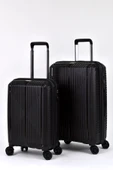 Elatae Ehs Polipropilen 2'li Valiz Seti Orta Boy - Kabin Boy Kırılmaz Valiz Seti Siyah 10729TO thumbnail 1