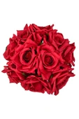 Nettenevime Yapay Çiçek Kırmızı Gül 10lu Demet Gelin Çiçeği Buketi Masa Üstü Vazo Çiçeği 25cm thumbnail 4