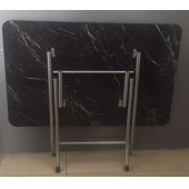 70x110 Siyah Mermer Desenli Balkon Masası - 2