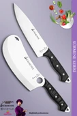 Sürmene Serisi Mutfak Şef Bıçak Seti Et Ekmek Sebze Börek Pizza Şef Bıçağı 2 Li Set Siyah (Mft-015) - 1