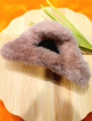 Monalisa Home Lüks Figürlü Kahverengi Peluş Mandal Toka - 1