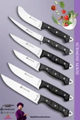 Sürmene Serisi Mutfak Bıçak Seti Et Ekmek Sebze Salata Fileto Bıçağı 6 Lı Set Siyah Mft-028 - 1