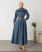 25Y6367 ELBİSE KOT YARIM DÜĞME KAPAMA İKİ CEPLİ - 2