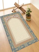 Makinede Yıkanabilir Leke Tutmaz  Mavi Kahve Keçe Seccade | Namazlık Kaymaz Taban, Süngerli Diz Dostu Tasarım AHS961 - 1