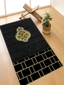 Makinede Yıkanabilir Leke Tutmaz  Siyah Keçe Seccade | Namazlık Kaymaz Taban, Süngerli Diz Dostu Tasarım AHS900 thumbnail 1