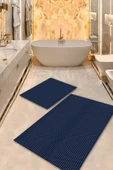 Lacivert  Kaymaz Taban Çizgi Banyo Paspas Takımı  BPS-7809 thumbnail 2