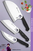 Sürmene Serisi Mutfak Kamp Şef Bıçak Seti Et Ekmek Sebze Kamp Şef Bıçağı Siyah 3 Lü Set ( Mft-038 ) - 1