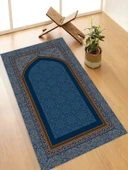 Makinede Yıkanabilir Leke Tutmaz  Mavi Keçe Seccade | Namazlık Kaymaz Taban, Süngerli Diz Dostu Tasarım AHS961-1 thumbnail 1