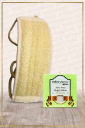 Kabak Lifi Kese Uzun Sırt Tipi Ipli + Aloe Vera Karşıtı Banyo Sabunu - 1