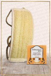 Kabak Lifi Kese Uzun Sırt Tipi Ipli + Argan Banyo Sabunu - 1