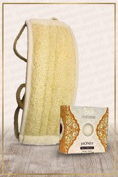 Kabak Lifi Kese Uzun Sırt Tipi Ipli + Bal Banyo Sabunu - 1