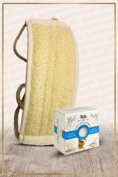 Kabak Lifi Kese Uzun Sırt Tipi Ipli + Keçi Sütü Banyo Sabunu - 1