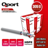 QPORT Q-CAT6Y 305 METRE 23AWG GRI CAT6 UTP PE KABLO - 1