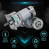 XD-60GA775 DC Motor 24V 30Rpm  35W 40Kg.cm Yüksek Tork Kuvvet Metal Dişli Redüktörlü Robot Cnc Makine Otomasyon Tekne Araba Elektrikli Bisiklet thumbnail 2