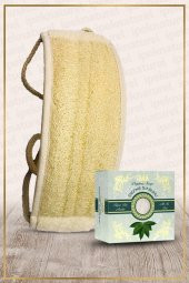 Kabak Lifi Kese Uzun Sırt Tipi Ipli + Defne Banyo Sabunu - 1