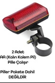 Bisiklet Tekli Arka Işık Pilli 300 Lümen 3 MOD Flaşörlü Bisiklet Arka Farı LED Işık Kırmızı 4445 - 5