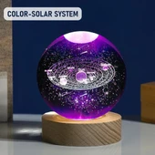 Ahşap Altlıklı Gezegen Cam Küre RGB - 1