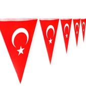 Türk Bayrağı Ay Yıldız Üçgen ipli Flama Bayrak-1 Adet - 3