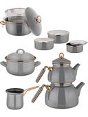 Neva Yakamoz Emaye Kombinim Set Grizay N2953 - 1