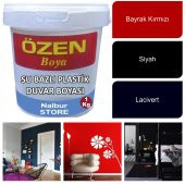 Su Bazlı Plastik İç Cephe Duvar Boyası 1KG-Siyah-Bayrak Kırmızı-Lacivert-Kolay Uygulanır-Dekoratif - 2