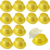 Altın Renk Simli Melon Yuvarlak Parti Şapkası 12 Adet - 1