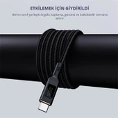 AUKEY CB-MCC102-BK 100W NAYLON ÖRGÜLÜ 5A 480MBPS TYPE-C TYPE-C LCD EKRANLI KABLO 1.8MT - 3