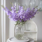 Nettenevime Yapay Çiçek Lila Sümbül Tek Dal Tomurcuklu 85*15cm Kumaş Çiçek Uzun Dal thumbnail 1