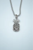 Ananas Gümüş Kaplama Örme Zincir Kolye thumbnail 1