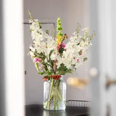 Nettenevime Yapay Çiçek Krem Sümbül Tek Dal Tomurcuklu 85*15cm Kumaş Çiçek Uzun Dal thumbnail 7