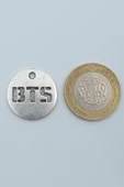 BTS Madalyon Gümüş Kaplama Örme Zincir Kolye - 4