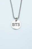 BTS Madalyon Gümüş Kaplama Örme Zincir Kolye - 1
