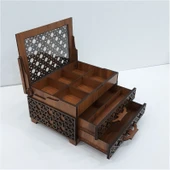 SLY-Ahşap Sandık Takı Mücevher Kutusu 20 Cm X 15 Cm X 12 Cm - 5