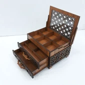 SLY-Ahşap Sandık Takı Mücevher Kutusu 20 Cm X 15 Cm X 12 Cm - 3