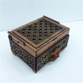 SLY-Ahşap Sandık Takı Mücevher Kutusu 20 Cm X 15 Cm X 12 Cm - 6