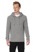 Erkek Kapüşönlü Pamuklu Triko Örgülü Sweatshirt - 1