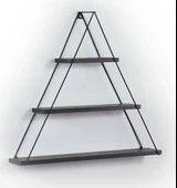 KUZELA  Metal Ahşap Üçgen Duvar Raf - 1