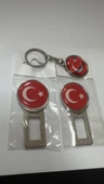 Türk Bayraklı Üniversal Ikaz Ses Metal Toka 2 Adet Çift Yönlüdür Ve Anahtarlık 1 Adet - 4