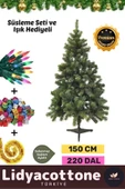 Noel Paketi Kutu Süsleme Seti Yılbaşı Çam Ağacı Renkli Işığı YeniYıl Dekorasyon Kutlama 150Cm 220Dal - 1