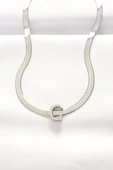 316L Çelik C Harfli Silver Renk İtalyan Zincirli Kolye - TJ-BKO8538 - 1