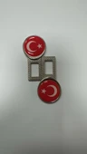 Türk Bayraklı Üniversal Ikaz Ses Metal Toka 2 Adet Çift Yönlüdür - 3