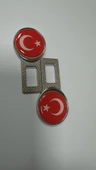 Türk Bayraklı Üniversal Ikaz Ses Metal Toka 2 Adet Çift Yönlüdür - 1