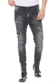 Erkek Skinny Fit Yırtlık Yıkamalı Boya Desenli Jean Kot Pantolon - 12