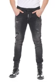 Erkek Skinny Fit Yırtlık Yıkamalı Boya Desenli Jean Kot Pantolon - 5